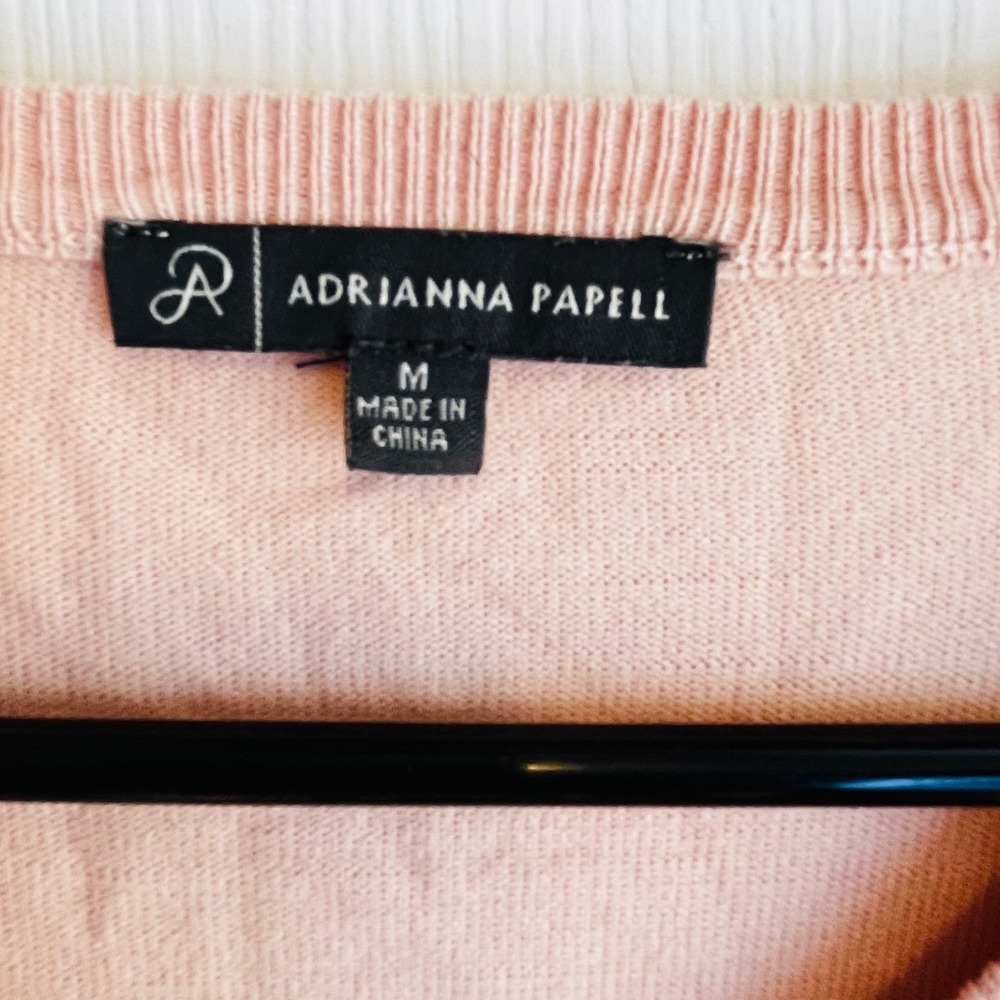 Adrianna Papell Pink V Neck Sheer Dot Sleeve Sweater Top Womens Medium
Romantic - Picture 7 of 8